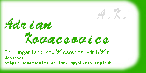 adrian kovacsovics business card